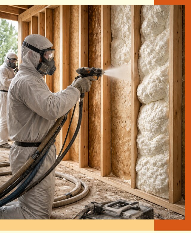 Утепление каркасного дома ППУ в Назарово от 2878 руб./м2 — работа под ключ | ТепломастерНрв