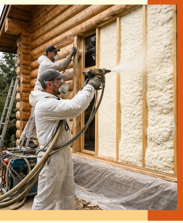 Утепление деревянного дома ППУ в Назарово от 4317 руб/м2 | ТепломастерНрв — под ключ