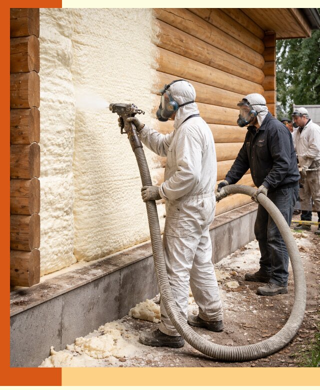 Утепление дома из бруса пенополиуретаном в Назарово