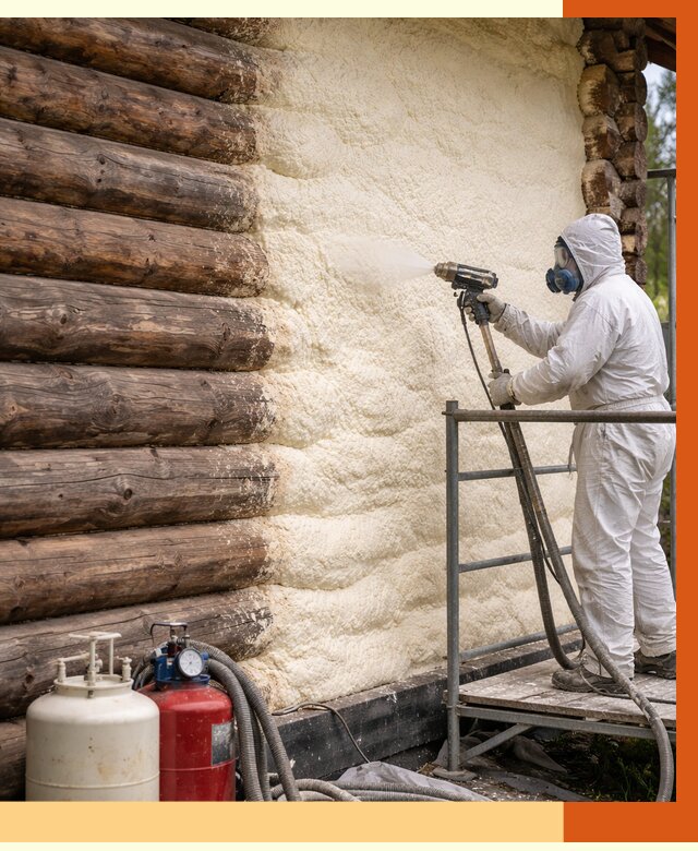 Утепление бревенчатого дома ППУ в Назарово под ключ от 6424 руб. | ТепломастерНрв