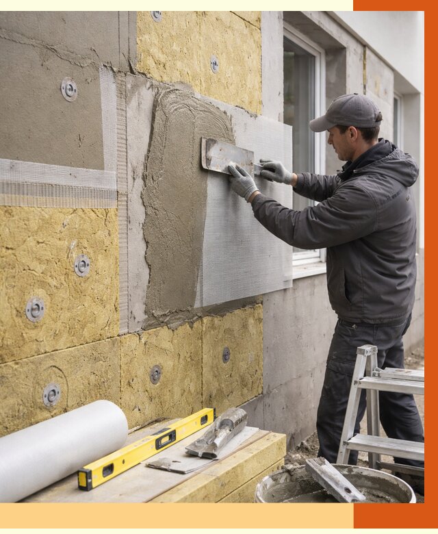 Утепление фасада под штукатурку в Назарово от 4317 руб/м2 — монтаж пенопластом и минватой | ТепломастерНрв