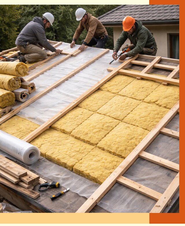 Утепление скатной крыши в Назарово от 1285 руб./м2 под ключ | ТепломастерНрв