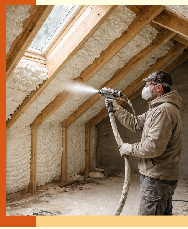 Утепление мансарды ППУ в Назарово быстро и надежно