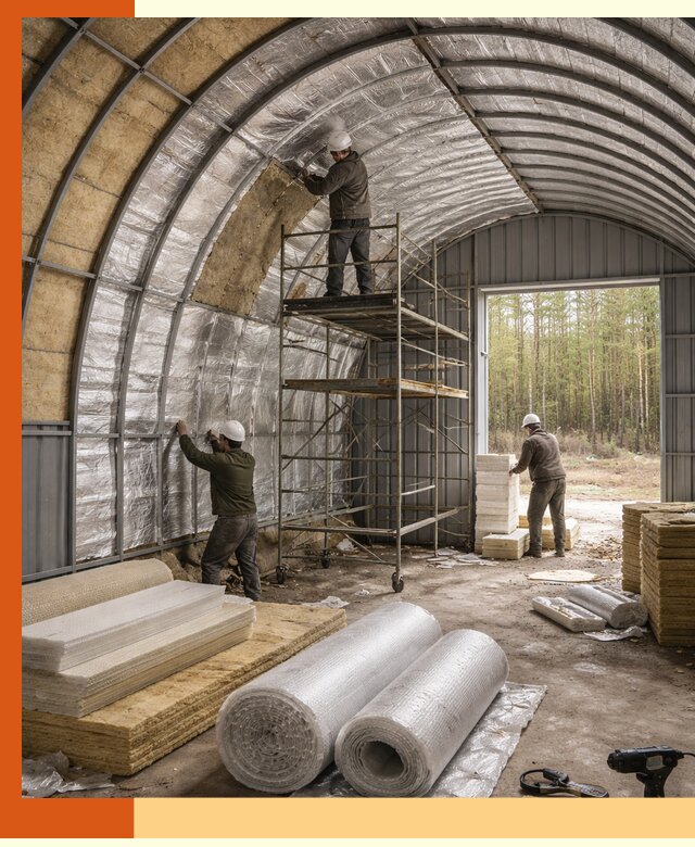 Утепление арочного ангара под ключ в Назарово