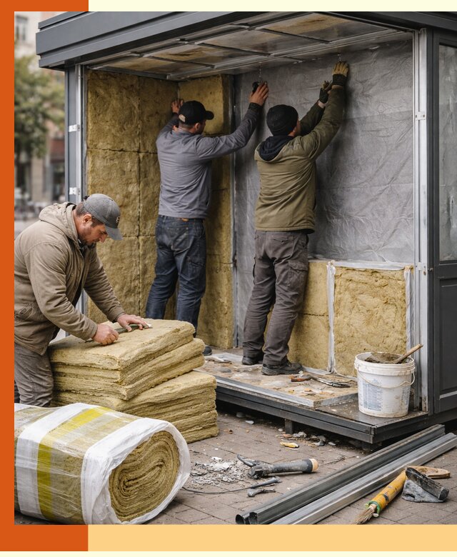 Утепление павильона шаурмы под ключ в Назарово