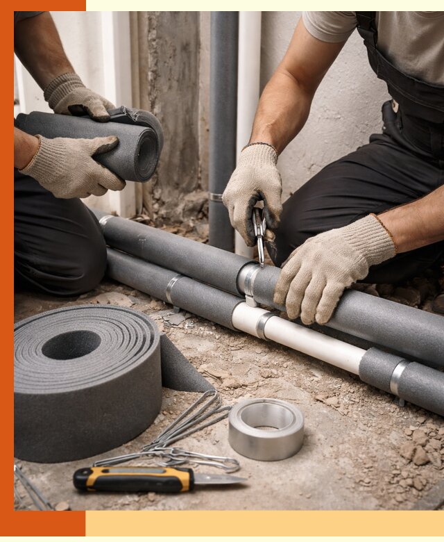 Утепление труб водоснабжения в Назарово — монтаж и защита сети