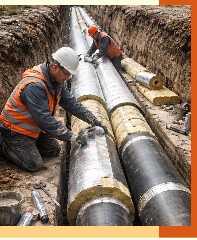 Утепление теплотрассы в Назарово от 4625 руб./м2 — ппу и комплексная изоляция | ТепломастерНрв