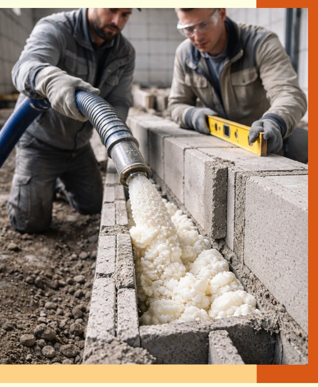 Заполнение колодцевой кладки ППУ в Назарово от 4317 руб. за м2 | ТепломастерНрв