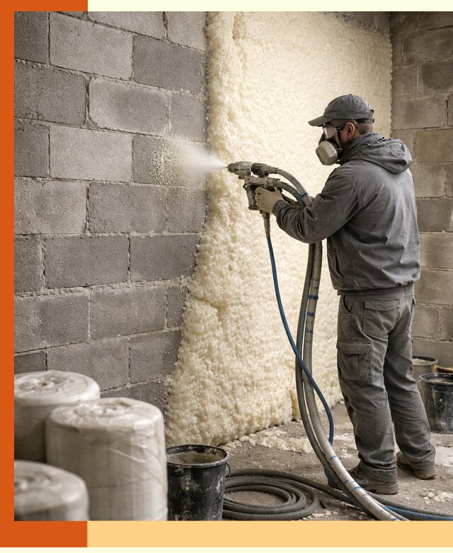 Утепление блочной стены ППУ в Назарово качественно и надёжно