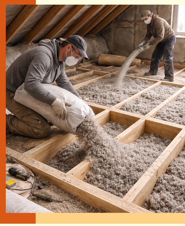 Заполнение полостей чердачного перекрытия в Назарово качественно и надёжно