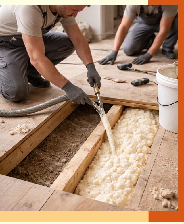 Заполнение пустот пола в Назарово от 2775 руб. — утепление пустот пола под ключ | ТепломастерНрв