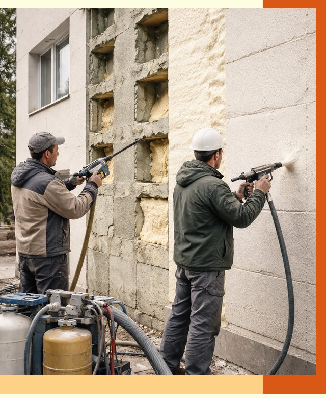 Заполнение пустот фасада в Назарово от 4625 руб. — утепление пустот облицовки | ТепломастерНрв