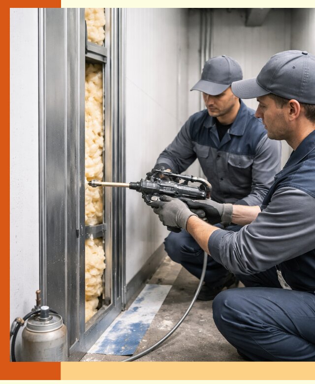 Заполнение пустот холодильных панелей в Назарово специализированной пеной