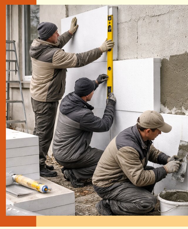 Утепление пенопластом наружных стен и фасадов в Назарово