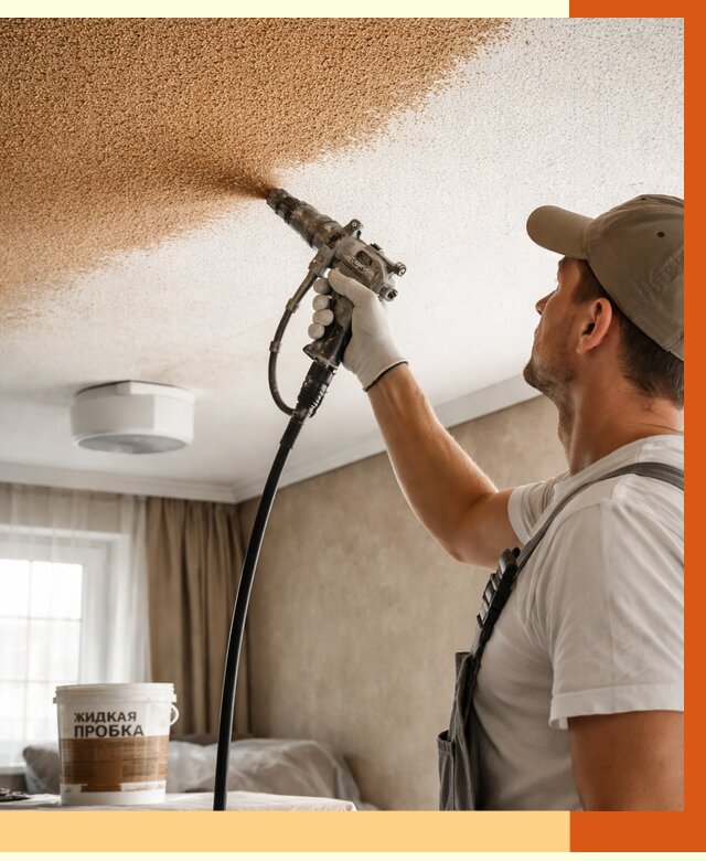 Утепление потолка жидкой пробкой в Назарово от 3597 руб. | ТепломастерНрв