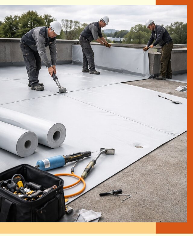 Гидроизоляция мембранной кровли в Назарово от 7709 руб./м² — профессионально | ТепломастерНрв