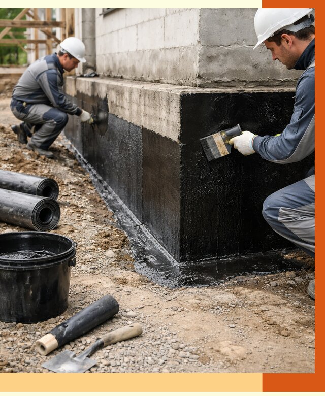 Гидроизоляция фундамента в Назарово от 1285 руб. — профессионально, под ключ | ТепломастерНрв