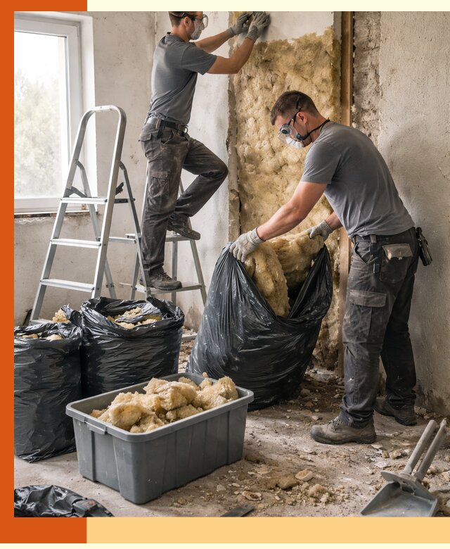 Демонтаж старого утеплителя и вывоз отходов в Назарово