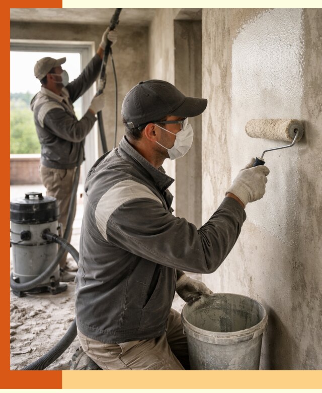 Подготовка поверхности под напыление утеплителя в Назарово