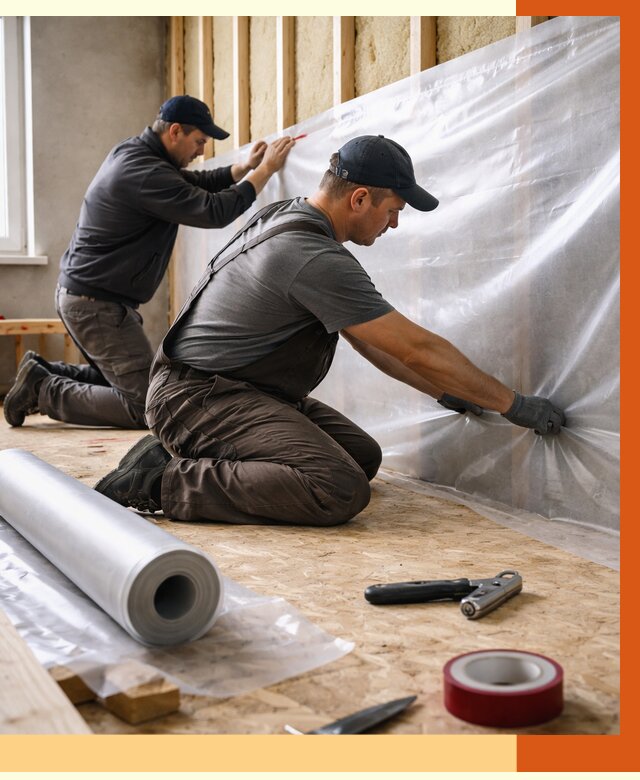 Монтаж пароизоляции в Назарово от 2570 руб. — установка и укладка под ключ | ТепломастерНрв