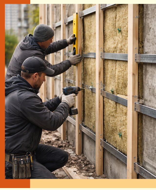 Монтаж обрешетки под утепление зданий и квартир в Назарово